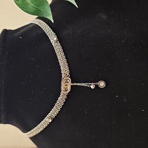 Fashion Jewelry Silver Crystal Choker with Dangle Pendant